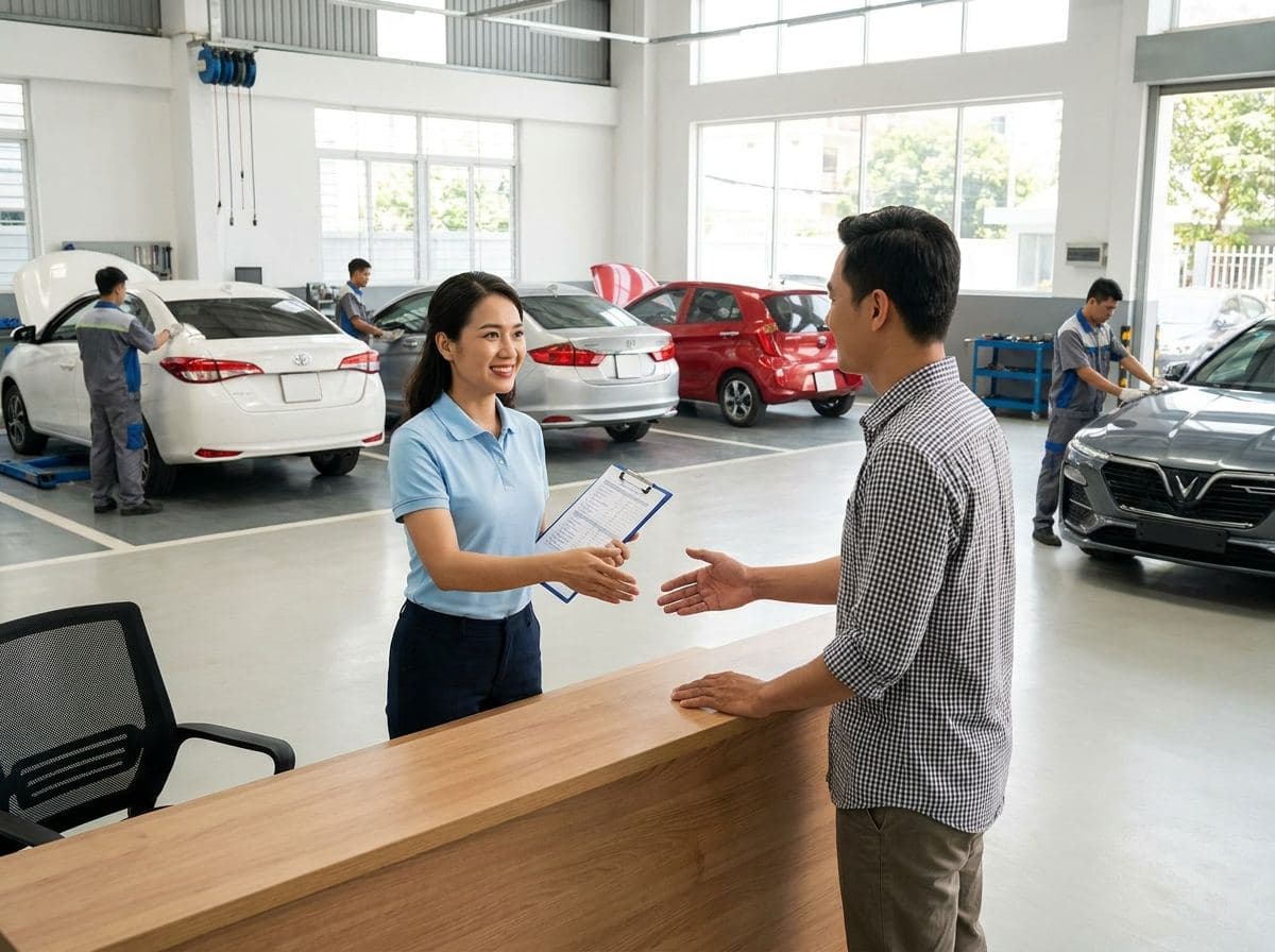 Quy Trình Dịch Vụ Garage Ô Tô: 8 Bước Từ Tiếp Nhận Đến Chăm Sóc Sau
