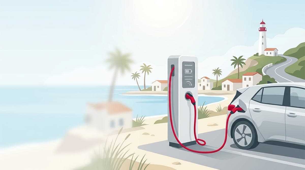 Trạm sạc xe điện ven biển Vũng Tàu, ô tô điện đang sạc tại trụ sạc